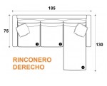 Sillón Esquinero Convertible 3 Cuerpos De Ecocuero Crudo 1.85 MTS