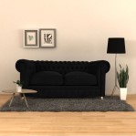 Sillon Sofa 3 Cuerpos Chester Pana Negro 1.90 MTS