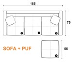 Sillón esquinero Versa 3 cuerpos chenille stone