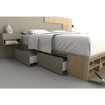 Box Cama Cajonera Base Sommier Zapatero King Size 200x200 Olmo-Gris