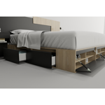 Box Cama Cajonera Base Sommier Zapatero King Size 200x200 Olmo-Negro