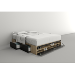 Box Cama Cajonera Base Sommier Zapatero King Size 200x200 Olmo-Negro