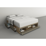 Box De Cama Cajonera Zapatero 6443 Queen Base Sommier 160 Olmo con Gris