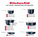 Batería De Cocina Kitchenaid 11 Piezas Antiadherente 80120