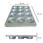 Molde Muffins x 12 Cupcake Antiadherente Horno Reposteria