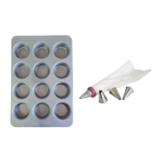 Set molde muffins cupcake x12 +manga repostera antiadherente