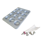 Set molde muffins cupcake x12 +manga repostera antiadherente
