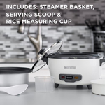 Arrocera BLACK+DECKER eléctrica de 6 tazas con cesta para cocinar al vapor, 120 V