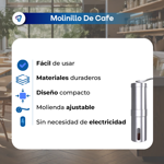 Molinillo de Cafe Manual con Muela de Cerámica Acero Inoxidable Waggs