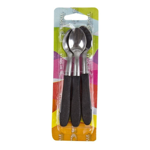 Blister X3 Cuchara Cucharita Te 13Cm Acero Inoxidable Negro