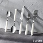 Juego de cubiertos CAROTE 30 piezas de acero inoxidable con mango blanco