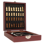 Caja de Set de vino y juego de ajedrez 14.5x17.5 cm Madera y Metal