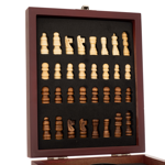 Caja de Set de vino y juego de ajedrez 14.5x17.5 cm Madera y Metal