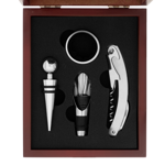Caja de Set de vino y juego de ajedrez 14.5x17.5 cm Madera y Metal