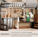 Escurre Seca platos Bacha Organizador Negro 65cm Acero Inox.