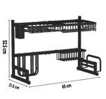 Escurre Seca platos Bacha Organizador Negro 65cm Acero Inox.