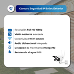Camara de Seguridad Wifi Exterior Full HD Vision Nocturna Waggs