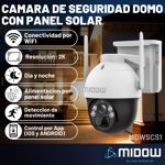 Camara de seguridad Domo Panel solar Midow HD 2K WIFI