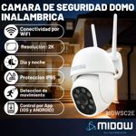 Camara de seguridad Domo inalambrica Midow WIFI 2K Dia Noche