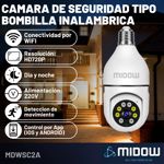 Camara de seguridad Domo inalambrica Midow WIFI Bombilla