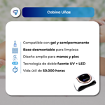 Cabina de Uñas Tecnologia Lampara Dual UV LED 180W Waggs