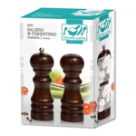 Set Salero Pimentero 12.5Cm Madera Oscura Molinillo De Acero