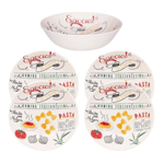 Set De Platos Para Pastas 4 Hondos Y  1 Bowl Oxford Ceramica