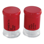 Set Salero Pimentero Sal Pimienta Vidrio Tapa Rosca Rojo