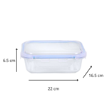 Recipiente Contenedor De Vidrio 1.52 Lt Con Tapa Rectangular