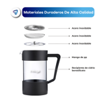 Cafetera de Émbolo Prensa Francesa de Vidrio 1000ml Waggs