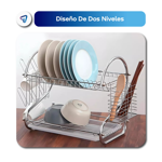 Secaplatos Escurridor dos Pisos Cromado Inoxidable Waggs