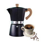 Cafetera Moka Italiana Aluminio 6 Pocillos 300ml Negra Waggs