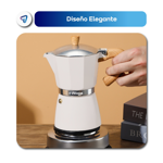Cafetera Moka Italiana Aluminio 6 Pocillos 300ml Negra Waggs