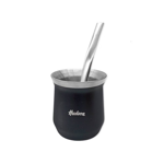 Set En Caja Mate/Bombilla Hudson Vaso Acero NEGRO