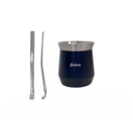 Set En Caja Mate/Bombilla Hudson Vaso Acero NEGRO