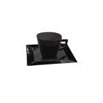 Set X6 Tazas De Cafe Con Plato 75cc Cuadrado Negro - Oxford