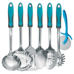 Espatula De Acero Inoxidable  Mango Azul Utensilio Cocina