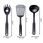 Porta Utensillos organizador cocina+5 utensilios Nylon negro