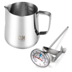 Kit Jarra De Leche Gadnic J350 + Termómetro Barista Con Pinza 