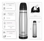 Termo Mate 1 Litro Lumilagro Luminox Inoxidable Blanco Liso