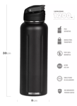 Botella Deportiva Waterdog ACUA1200BK Acero Inox 1,2L Negro