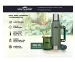Kit de Termo Negro y Mate Verde South Port 1L Acero Inoxidable