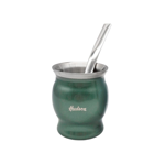 Set En Caja Mate Copa + Bombilla Acero Inoxidable Hudson VERDE