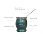 Set En Caja Mate Copa + Bombilla Acero Inoxidable Hudson VERDE