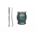 Set En Caja Mate Copa + Bombilla Acero Inoxidable Hudson VERDE