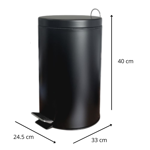 Tacho Basura 12 Lts Cesto Acero Inoxidable Pedal Color negro