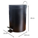 Tacho Basura 5 Lts Cesto Acero Inoxidable Pedal Color negro
