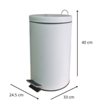 Tacho Basura 12 Lt Cesto Acero Inoxidable Pedal Color blanco