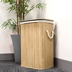 Canasto Cesto de Ropa Rectang. Bambu 60x40x30cm Hogar Actual