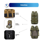 Mochila Tactica Asalto Trekking 30 Litros Camuflada Verde Militar Waggs
